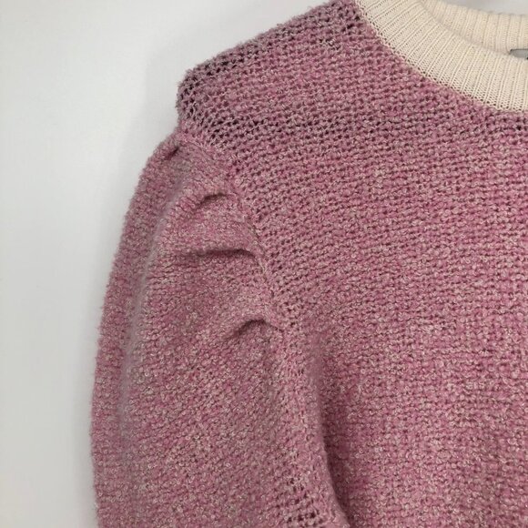 Autumn Cashmere Pink Cashmere Merino Puff Sleeve Crew Sweater Dual tone size S - Picture 7 of 12